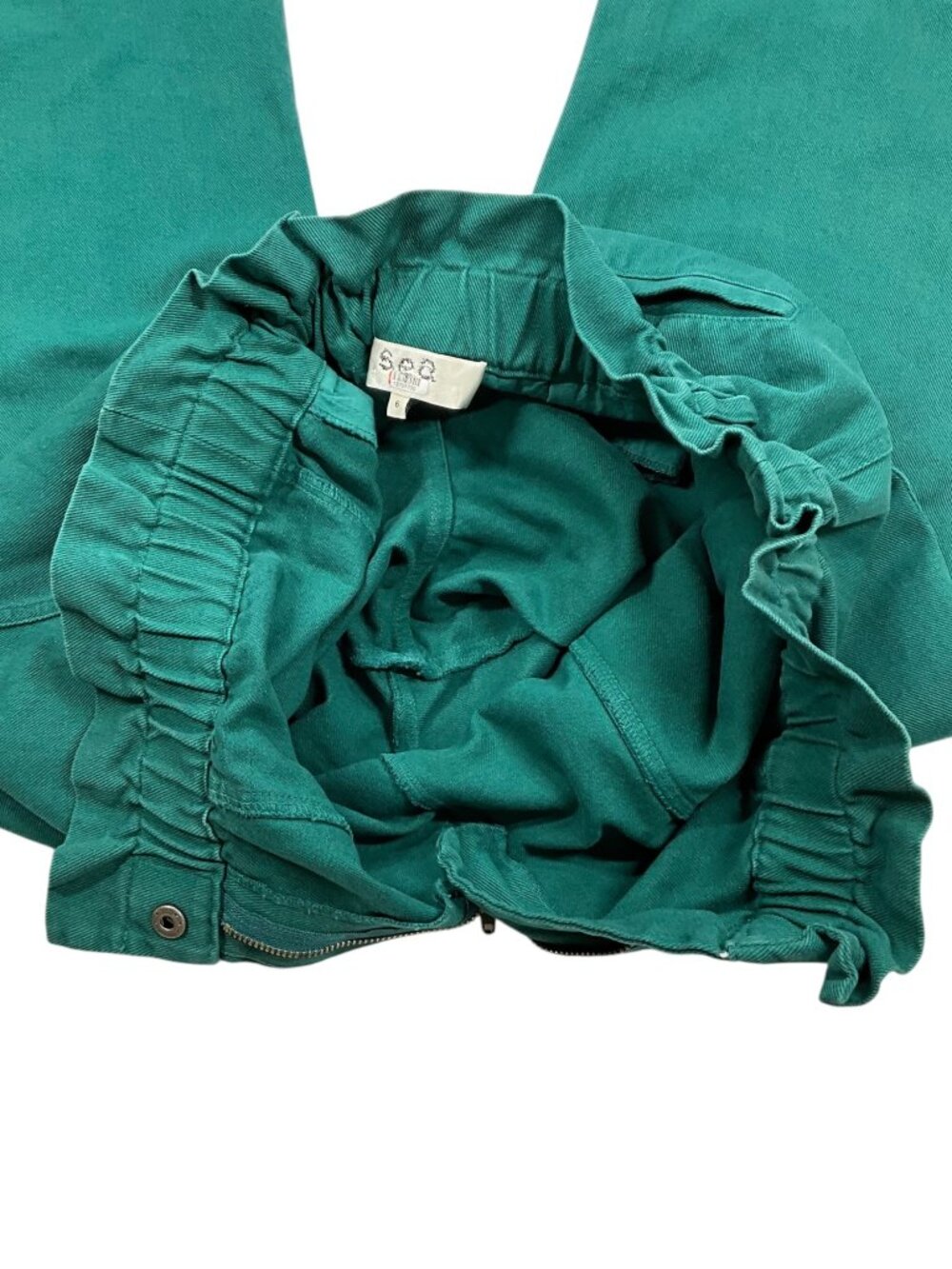 Sea New York Denim Metta Pant 6 Green Paperbag Waist Tapered High Rise Fall - Picture 6 of 13